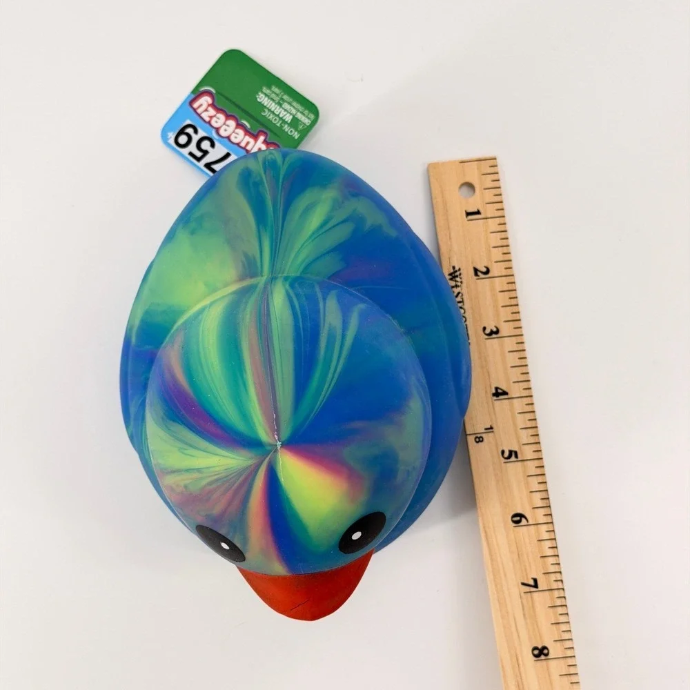 Toymendous Squeeezy Rubber Duck Kids OS Blue Green Yellow Marble Sensory Toy NWT